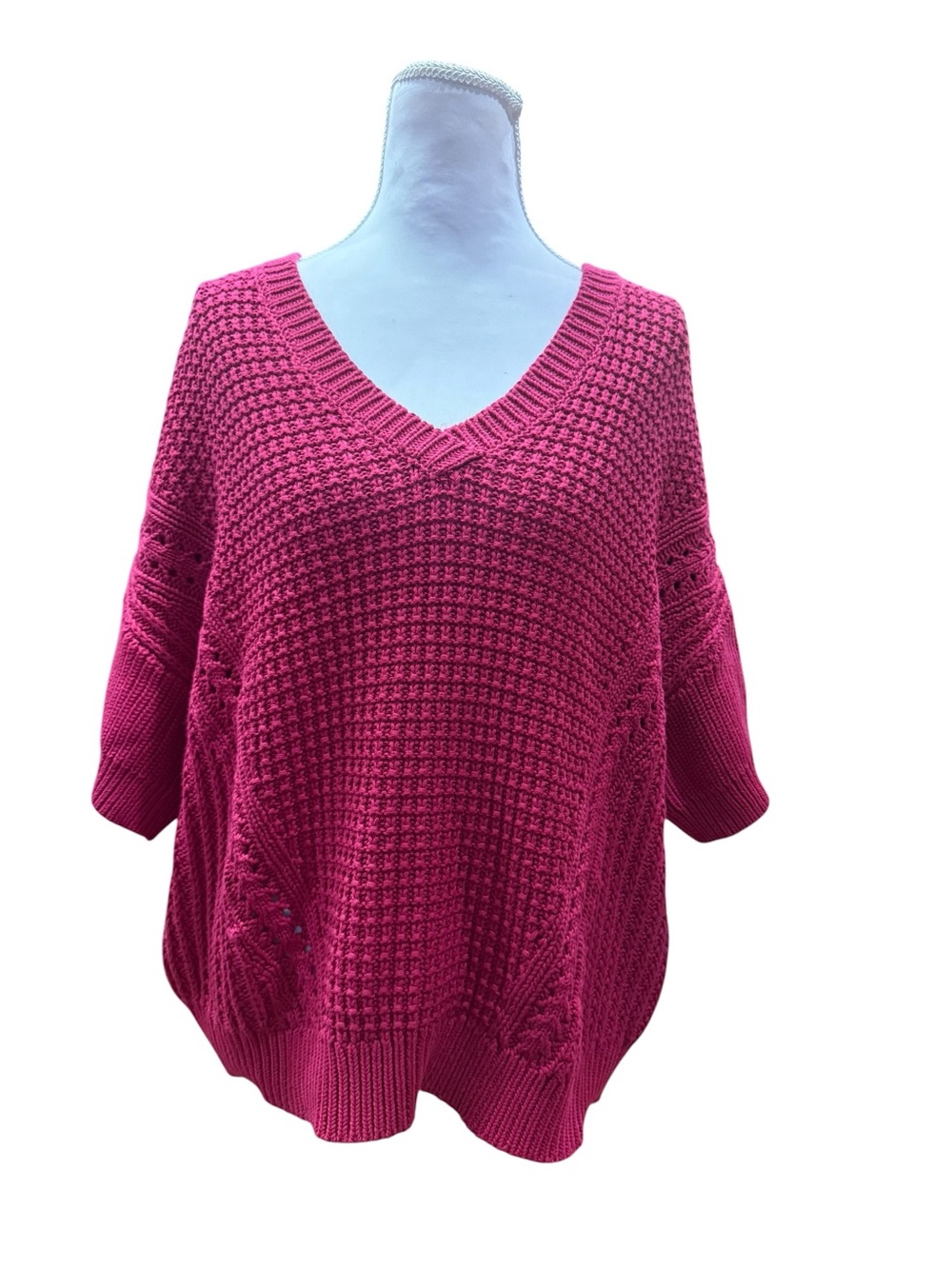Sundance My Everyday Sweater Sangria Pink Cotton Knit Short Sleeve Large NWT - Picture 5 of 11